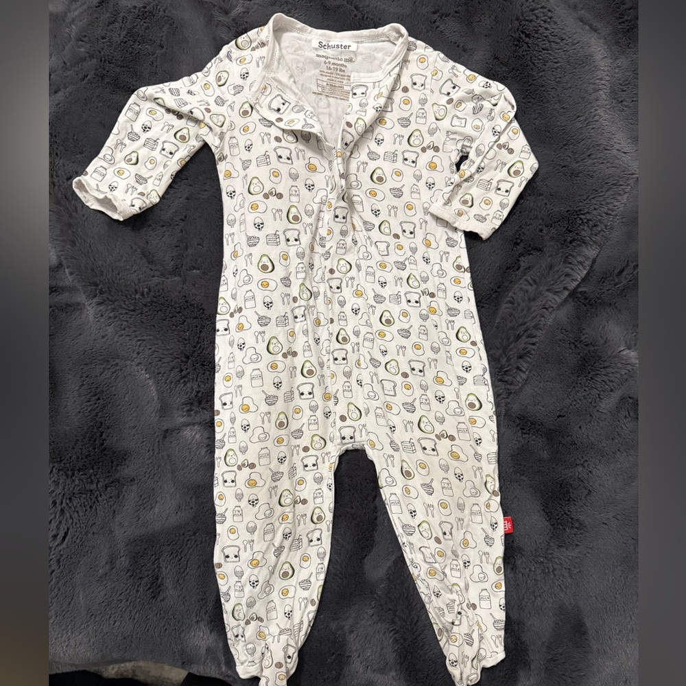 Magnetic Me Cream Patterned Kids Footie